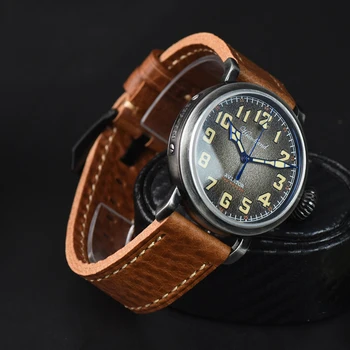 Hruodland Núdzi Retro Automatický Pilot Muži Hodinky Sapphire Crystal 300m Nepremokavé PT5000 Mechanické Náramkové hodinky pre Mužov