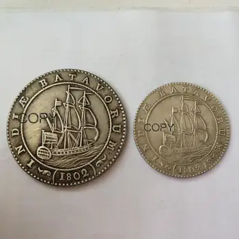 Indonézia 1802 1 Guldenu alebo 0,5 Guldenu Strieborné Pozlátené Kópiu Mince
