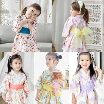 Japonská Dievča Kimono Šaty, Letné Šaty Cute baby Japonské Kimono Šaty Deti Strany kórejskej Yukata Módne Ázijského Orientu