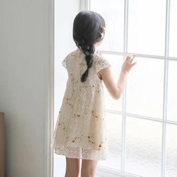 Jednoduché čína cheongsam 6 - 16 rokov, baby girl kvetinový qipao šaty 2021 nové deti tradičné dávnych ľudových krojoch letné oblečenie 1