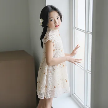 Jednoduché čína cheongsam 6 - 16 rokov, baby girl kvetinový qipao šaty 2021 nové deti tradičné dávnych ľudových krojoch letné oblečenie 5