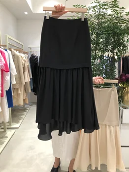 Kimutomo Jednoduché Patchwork Sukne 2021 Jeseň Novej Jednotke Kórea Elegantné Módne Oblečenie Žien, Vysoký Pás Elegantné Sukne Outwear Bežné