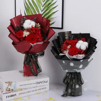 Konzervované Nové Umelé Kvety Ruže Gypsophila Domáce Dekorácie, Svadobné Svadobné Kytice Kvetinový Vysokej Kvality Dekoration Ružová 2