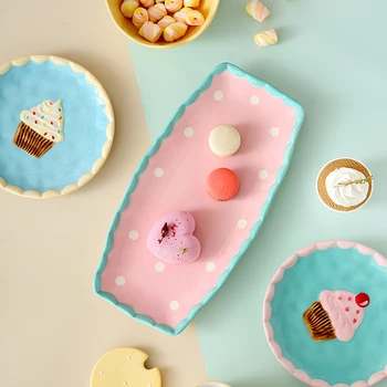 Kreatívne ručne maľované keramické misy doska candy doska Pohár domácnosti tortu zásobník šalát dezert miska ovsených Pohár
