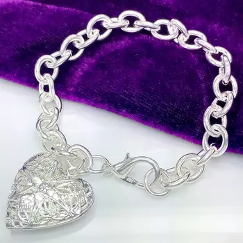 Kúzlo 925 Sterling Silver Náramky pre Ženy, srdce Photo frame Reťazca Módne Svadobné Party Vianočné Darčeky, Šperky