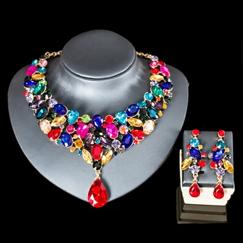 LAN PALÁC afriky korálky šperky set nigérijský sklo sada pre ženy náhrdelník a náušnice na spoločenské doprava zadarmo