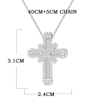 Lesklé Cubic Zirconia Striebra, Pozlátený Prívesok Kríž Náhrdelníky pre Ženy Trendy Christian Ježiš Zirkón Náhrdelník Šperky Darček