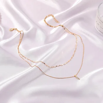 Lesklé Zirkón Jednoduchý Dlhý Pás Prívesok Náhrdelníky Pre Ženy, Módne, Elegantné Multi-layer Clavicle Reťazca Choker 2021 Trend Šperky
