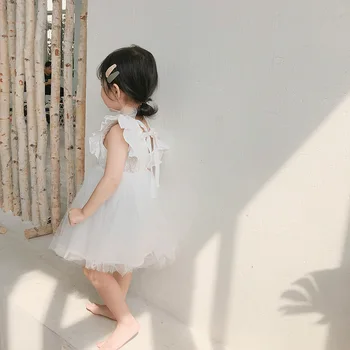 Letné Detské Dievčenské Šaty kórejský Štýl Princezná Dievčatá Čipky Šaty bez Rukávov Prehrabať Deti Strany Kostým DT669 4