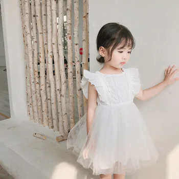 Letné Detské Dievčenské Šaty kórejský Štýl Princezná Dievčatá Čipky Šaty bez Rukávov Prehrabať Deti Strany Kostým DT669 5