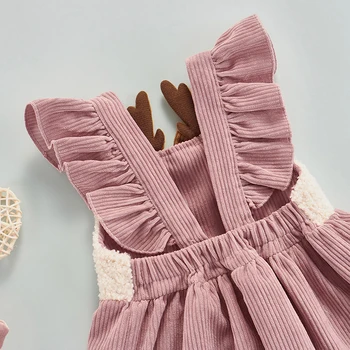 Lioraitiin 0-3roky Batoľa Baby Girl Dress Menčester Volánikmi Lietať Rukáv Cartoon Vytlačené Prove-Line Mini Šaty