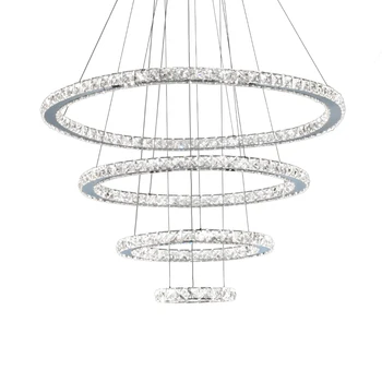 MEEROSEE LED Luster Moderné Nerezové Crystal Light led Kroonluchter Visí Lampa 4 Krúžky DIY Dizajn Diamond Luster