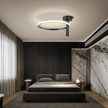 Moderné LED Lustre Pre Spálne Štúdia Jedáleň Minimalistický Kolo Black Stropné Svetlá Domov Tvorivosti Svietidlá 2021 5