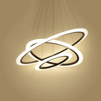Moderné LED Lustre Svetlo Pre Jedáleň, Obývacia Izba Krúžky Luxusné Lustre Hodín Biela Čierna Pozastavenie Lampa S Diaľkovým ovládaním