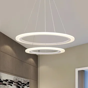 Moderné LED Lustre Svetlo Pre Jedáleň, Obývacia Izba Krúžky Luxusné Lustre Hodín Biela Čierna Pozastavenie Lampa S Diaľkovým ovládaním 3