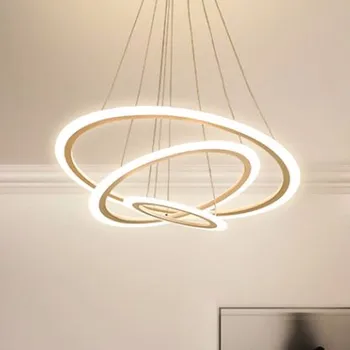 Moderné LED Lustre Svetlo Pre Jedáleň, Obývacia Izba Krúžky Luxusné Lustre Hodín Biela Čierna Pozastavenie Lampa S Diaľkovým ovládaním 5