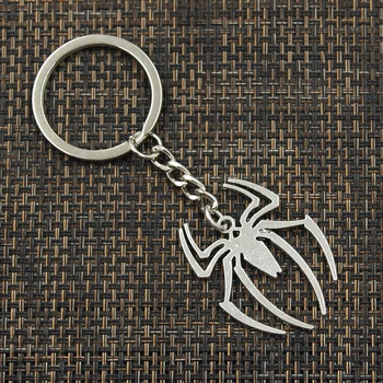 Móda 30 mm Krúžok Kovový prívesok na Keychain Šperky, Starožitný Striebornej Farbe Á Spider Halloween 38x29mm Prívesok