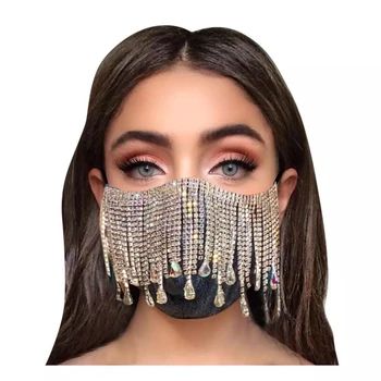 Móda, glamour lady svieti Crystal Drahokamu bavlna strapec masky, šperky, nočný klub party dekorácie masky, šperky, doplnky 3