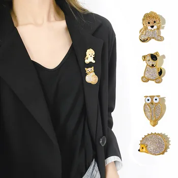 Módne Luxusné Zlatý Diamant Zvierat Brošňa Mužov a Ženy, Jesenné a Zimné Oblečenie Klopě Pin Tvorivé Roztomilý Fox Odznak Šperky