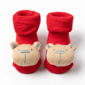 Novorodenca Ponožky Deti, Dojčenská Vianočné Červená Ponožka Santa Claus, Vianočné Darčeky Deti, Krytý Poschodí Ponožky Non-Slip Hrubý Uterák Ponožky