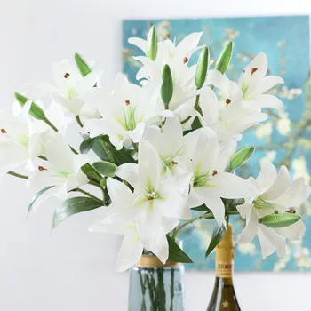 Nové 3D tlač lily pobočky Umelé Kvety pre Domáce tabuľka svadobné Dekorácie plastové falošné kvet flores artificiais