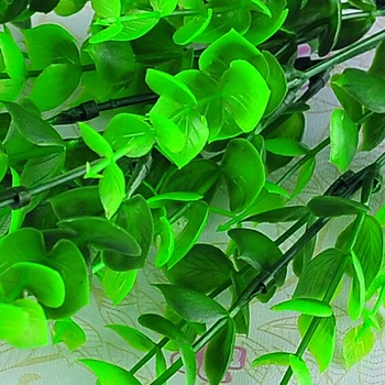 Nové Krásne Farby 1 Ks 7-Pobočky Zelené Umelé Falošné Plastové Listy Eukalyptu Rastlín Domova Umelé & Sušené Kvety