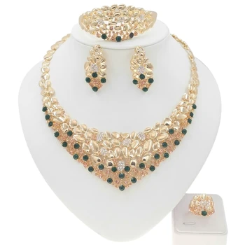 Nové Nádherné Lesklé Crystal Pozlátené Šperky Set Určený Pre Stranu, Krásne A Ušľachtilé Ženy Šperky Sady HN21080114