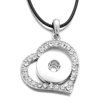 Nové Zázvor Crystal 18 mm Modul Náhrdelník Prívesok Srdce Snap Náhrdelník pre ženy Fit 18 mm Modul Tlačidiel Šperky