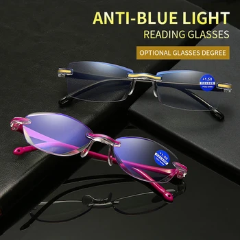 Nový Anti Modré Svetlo Blokuje Námestie Bez Obrúčok Čítanie Okuliare Muži Ženy Office Ultralight Okuliare Presbyopic Diopter Okuliare