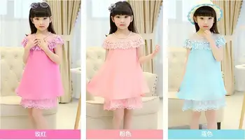 Nový Letný Kostým Dievčatá Princezná Šaty detské Večerné Oblečenie Deti Šifón Čipky Šaty Baby Girl Šaty