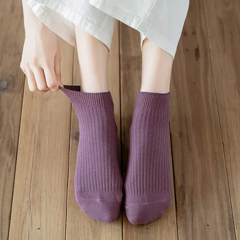 Nový Štýl Členkové Ponožky Žena, Dievča Bavlna Prekladané Japonskom Štýle Vintage Pevné Mäkké Elastické Znesiteľné Č Zobraziť Neviditeľné Ponožky