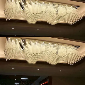 Obdĺžnikových vĺn krištáľový luster hotel lobby villa club, lobby, reštaurácia projektu stropné osvetlenie na mieru