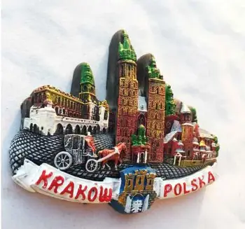 Orientačné body poľského mesta Krakov chladnička magnet dekorácie tvorivé osobnosti vložiť