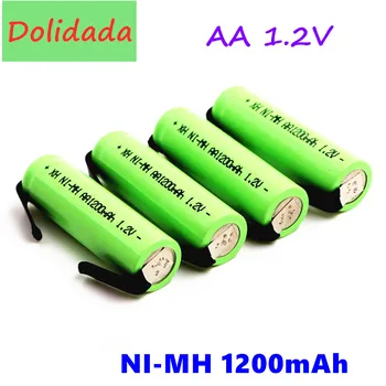 Originálne 1.2 V AA batérie 1.2 V Nabíjateľnú Batériu, 1200mah, AA NiMH, s Spájky, Kolíky, DIY Elektrické zubné Kefky, holiace strojčeky