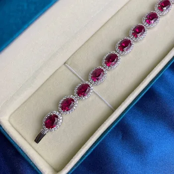 Očarujúce 925 Sterling Silver Vytvorili Vysoko Uhlíkovej Red Ruby Drahokam Náramok pre Ženy, Luxusné Svadobné Koktail Party Šperky