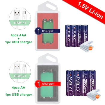 PALO 1,5 V AA Li-ion Nabíjateľnú Batériu +1,5 V AAA Lítiové Dobíjacie batérie + USB Nabíjačka Na Myši, Hračky na Diaľkové Ovládanie
