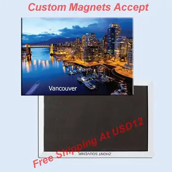 Pamätnú Magnety , Kanada Vancouver Výhľad Na Mesto Obdĺžnik Kovová Chladnička Magnet 5440 Cestovného Ruchu So Suvenírmi