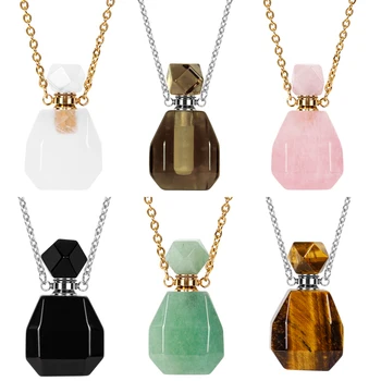 Parfum fľašu rôzne prírodného kameňa esenciálny olej, fľaša bieleho quartz Amazon ametyst žien náhrdelník priamy predaj