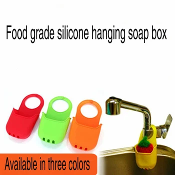 Potravinársky silikón visí mydlo box Silikónové umývadlo filtračné vrecko kuchyňa skladovanie taška silikónové mydlo box kúpeľňa visí taška