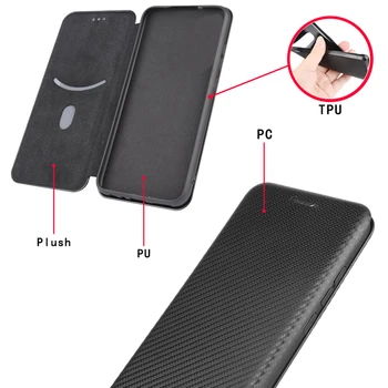 Pre Motorola Moto G60S G50 5G G60 G40 Fusion Prípade Magnetické Uhlíkových Vlákien Flip Kožené Peňaženky Stojan, Kryt Na Moto G50 G30 G10