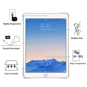 Pre iPad Vzduchu Screen Protector, Tablet Ochranný Film Tvrdeného Skla pre iPad Vzduchu (A1474 /A1475 /A1476)