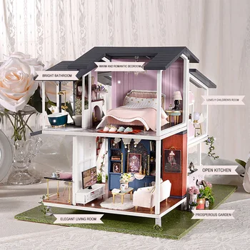 Protiprachový Kryt Vzory Miniatúrny domček pre bábiky Hračky 3D Doll House Nábytok Ručná Montáž Nábytku, Súpravy pre Deti