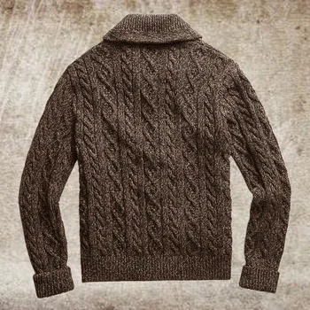 Pánske bežné teplá bavlnená cardigan vrecku farbou tvaru singel svojim cardigan nové zimné kvality sveter