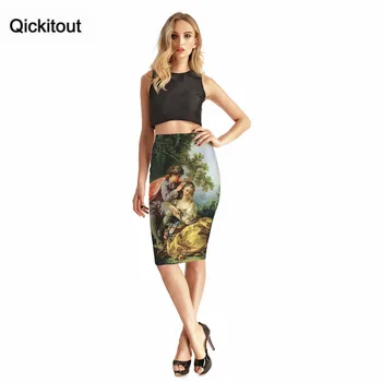 Qickitout Sukne 2016 New Horúce Produkty Žien Sexy Lesných Stromov Roztomilý Detský 3D Tlač Sukne Vysoký Pás Package Hip Sukne Kvapka Loď 3