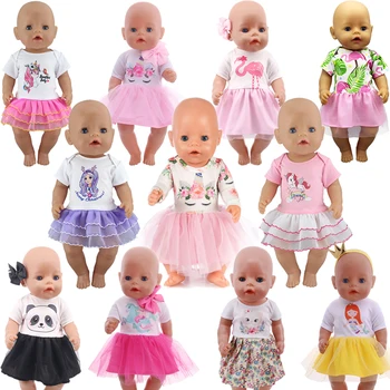 Ručne Kreslené Bábika Šaty Pre 18-Palcové American Doll Dievča Hračka 43 cm Baby New Born Oblečenie Acessories Nenuco Našej Generácie