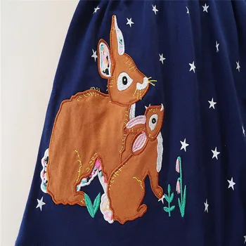 Skákanie Metrov 2021 Nový Príchod Zimy Jeseň Dievčatá Šaty Bunny Výšivky Deti Hviezdy Oblečenie S Dlhým Rukávom Deti Princezná