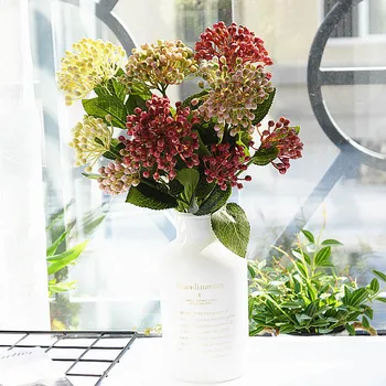 Skúmie Ovocie, bobule, s listy, plastové Umelé Kvety domov záhrada dekor fleur artificielle 2Heads/pobočky falošné rastlín