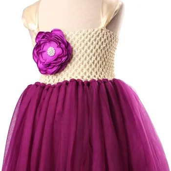 Slivkové Kvety Girl Dress Baklažán Dieťa Tutu Šaty Deti Bridesmaid, Narodeniny, Party, Svadobné Oblečenie Foto Rekvizity