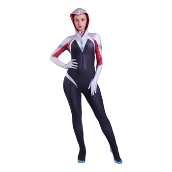 Spider Gwen Cosplay Kostýmy, Sexy Geek Dievčatá Anime Cosplay Oblečenie Superhrdina Zentai Kombinézu Môžete Prispôsobiť Veľkosť Otvorené Rozkroku