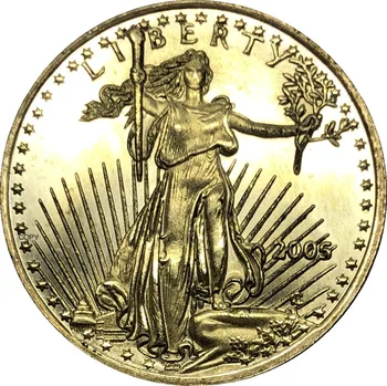 Spojené Štáty Americké Eagle Zlatých Prútov Mosadz Kovové mince $25 Polovicu Uncu 25 Dolárov 2005 Slobody V Boha veríme, Skopírujte Mince